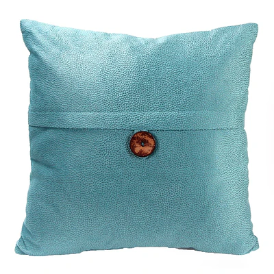 Jordan Manufacturing 20  x 20  Turquoise Solid Square Reversible Decorative Throw Pillow with Front Button