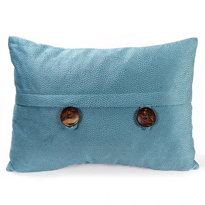 Jordan Manufacturing 20  x 14  Turquoise Solid Rectangular Reversible Decorative Lumbar Throw Pillow with Front Buttons