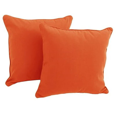 18-inch Double-corded Solid Twill Square Throw Pillows with Inserts (Set of 2)  Tangerine Dream