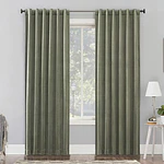 50"x84" Sun Zero 100% Blackout Amherst Velvet Noise Reducing Thermal Curtain Panel Moss Green: Modern Green Curtain