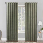 50"x84" Sun Zero 100% Blackout Amherst Velvet Noise Reducing Thermal Curtain Panel Moss Green: Modern Green Curtain