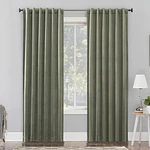 50"x84" Sun Zero 100% Blackout Amherst Velvet Noise Reducing Thermal Curtain Panel Moss Green: Modern Green Curtain
