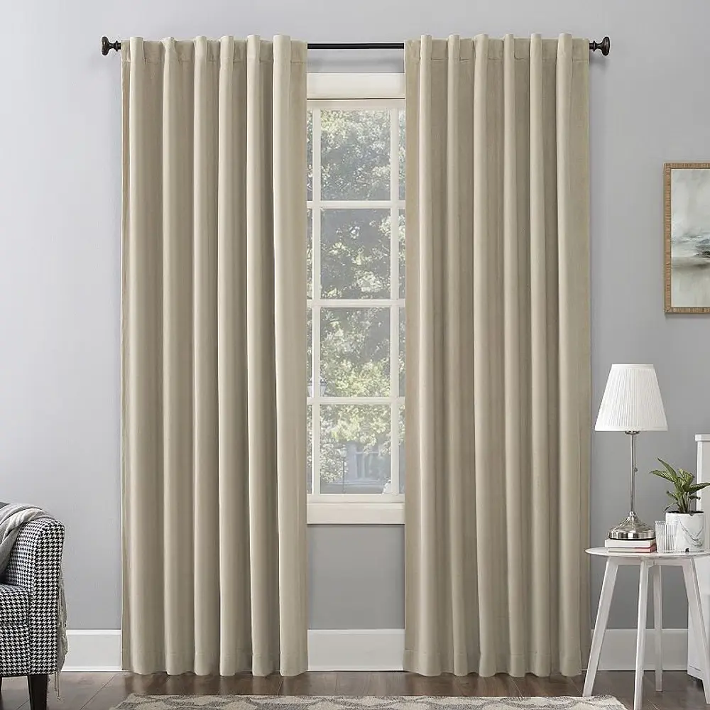 50"x84" Sun Zero 100% Blackout Amherst Velvet Noise Reducing Thermal Curtain Panel Off-White: Modern Curtain Panels