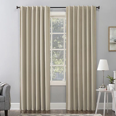 50"x84" Sun Zero 100% Blackout Amherst Velvet Noise Reducing Thermal Curtain Panel Off-White: Modern Curtain Panels
