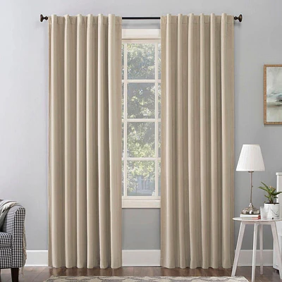 50"x84" Sun Zero 100% Blackout Amherst Velvet Noise Reducing Thermal Curtain Panel Off-White: Modern Curtain Panels