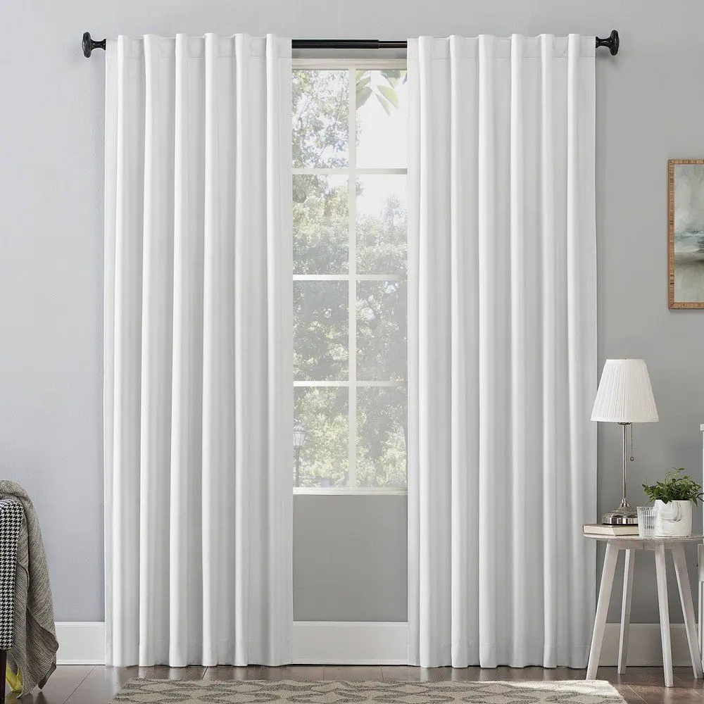 50"x84" Sun Zero 100% Blackout Amherst Velvet Noise Reducing Thermal Curtain Panel Off-White: Modern Curtain Panels