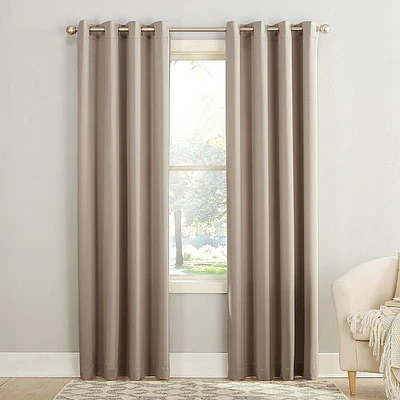 Sun Zero Madison 1-Piece Room Darkening Grommet Curtain Panel  54 X84   Stone