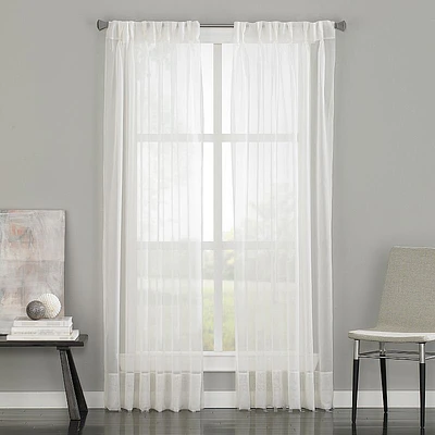 Curtainworks Soho Voile Indoor Curtain  Polyester Sheer Pinch Pleat Single Panel  White  29  x 84