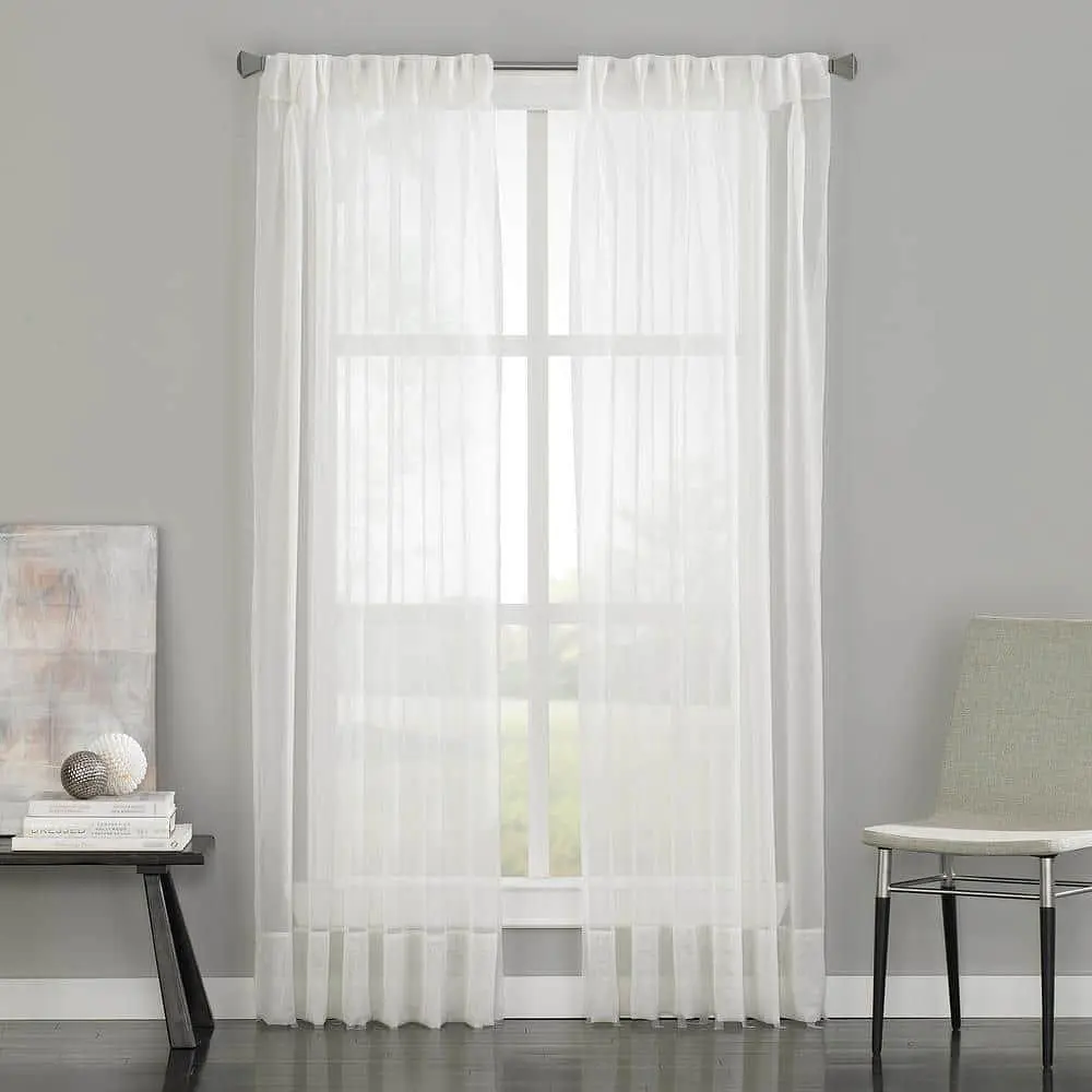 Curtainworks Soho Voile Indoor Curtain  Polyester Sheer Pinch Pleat Single Panel  White  29  x 84