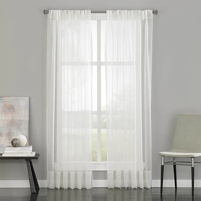 Curtainworks Soho Voile Indoor Curtain  Polyester Sheer Pinch Pleat Single Panel  White  29  x 84