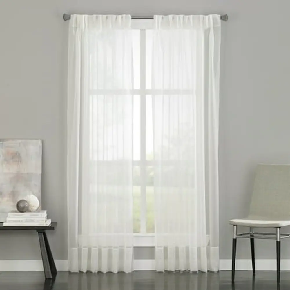 Curtainworks Soho Voile Indoor Curtain  Polyester Sheer Pinch Pleat Single Panel  White  29  x 84