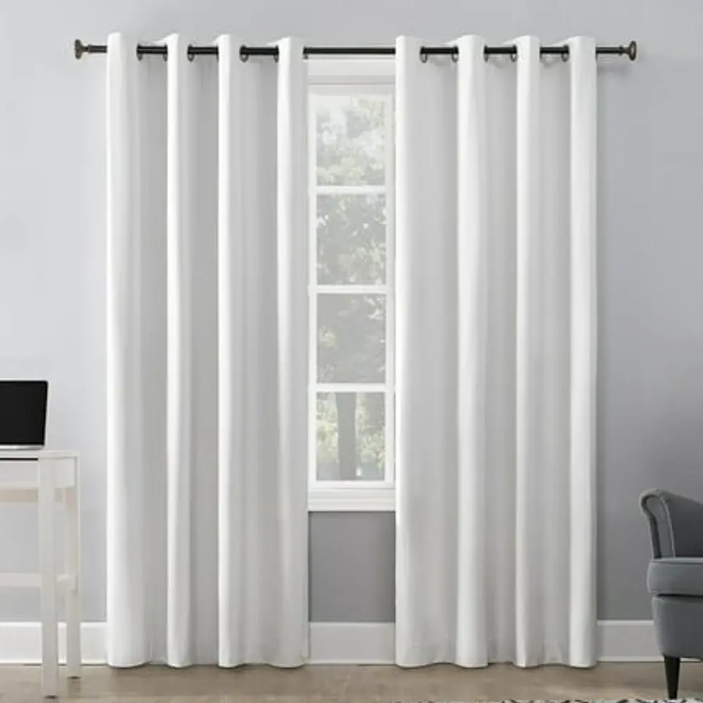 Sun Zero Duran Thermal Insulated 100% Blackout Grommet Curtain Panel  50 X84   White (Single Panel)