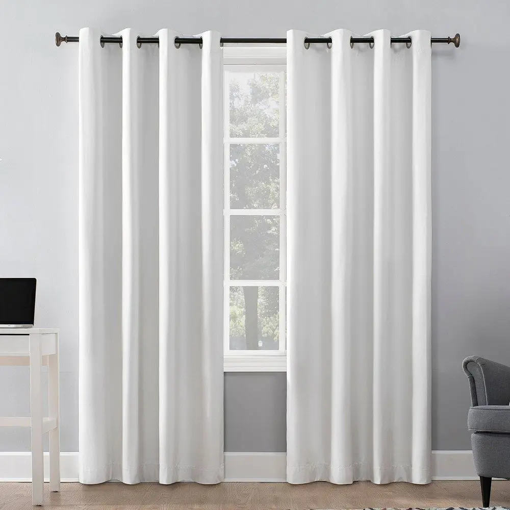 Sun Zero Duran Thermal Insulated 100% Blackout Grommet Curtain Panel  50 X84   White (Single Panel)