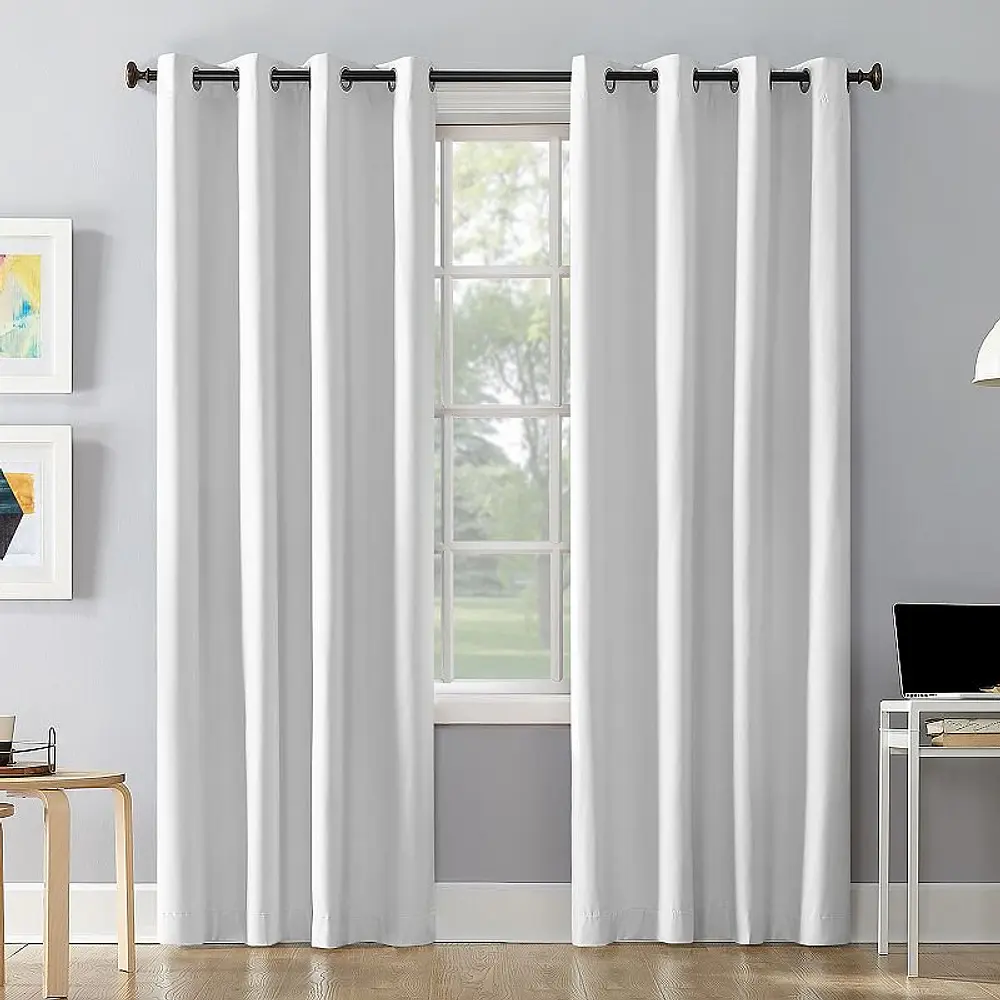 Sun Zero Duran Thermal Insulated 100% Blackout Grommet Curtain Panel  50 X84   White (Single Panel)