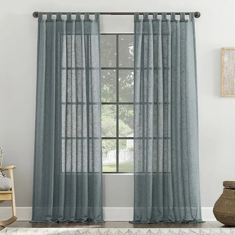 Archaeo Tansy Burlap Weave Tab Top Curtain Panel, 50"x 84"