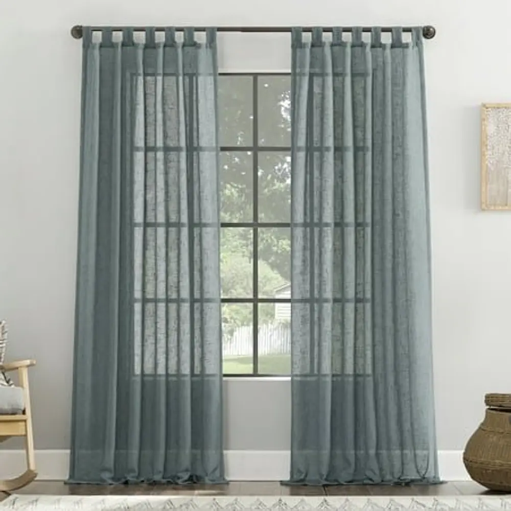 Archaeo Tansy Burlap Weave Tab Top Curtain Panel, 50"x 84"