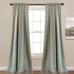 Lush Decor Julia Stripe Room Darkening 84  x 52  Stripe Blue 100% Polyester 3  Back Tab Rod Pocket 2-Pc Set Window Panel