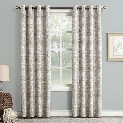 Sun Zero Darren Distressed Global Blackout Lined Grommet Curtain Panel  50 X84   Camel