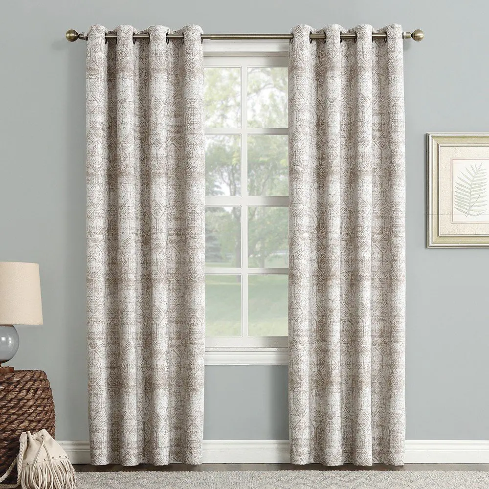 Sun Zero Darren Distressed Global Blackout Lined Grommet Curtain Panel  50 X84   Camel