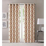 Madison Park Saratoga Fretwork Print Grommet Top Window Curtain Panel in Yellow/White  50 x84