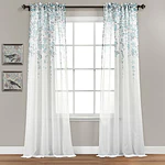 2pk 38"x84" Sheer Weeping Flower Curtain Panels Blue/Gray - Lush Décor