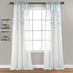 2pk 38"x84" Sheer Weeping Flower Curtain Panels Blue/Gray - Lush Décor