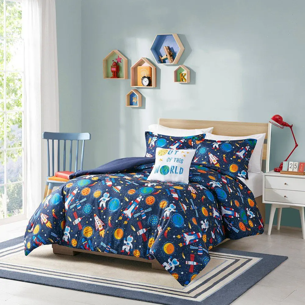 Twin Ultra Soft Bryson Galaxy Outer Space Kids' Comforter Set: Mi Zone Space Bedding, Hypoallergenic, 3-Piece, Twin