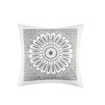INKIVY Sofia Embroidered Decorative Pillow Grey 20x20