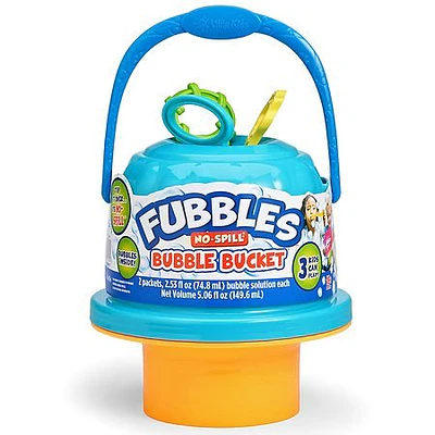 Fubbles No Spill Blue and Green Big Bubble Bucket with Bubble Solution