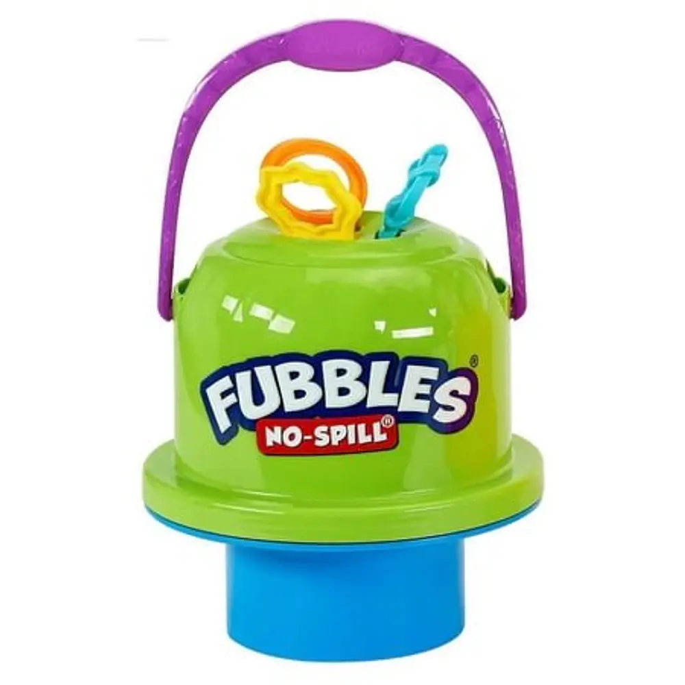 Fubbles No Spill Blue and Green Big Bubble Bucket with Bubble Solution