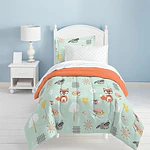Dream Factory Woodland Friends Mini Kids' Bed in a Bag - Mint (Twin): Kids Woodland Bedding Set, Twin Comforter, 5 Pieces