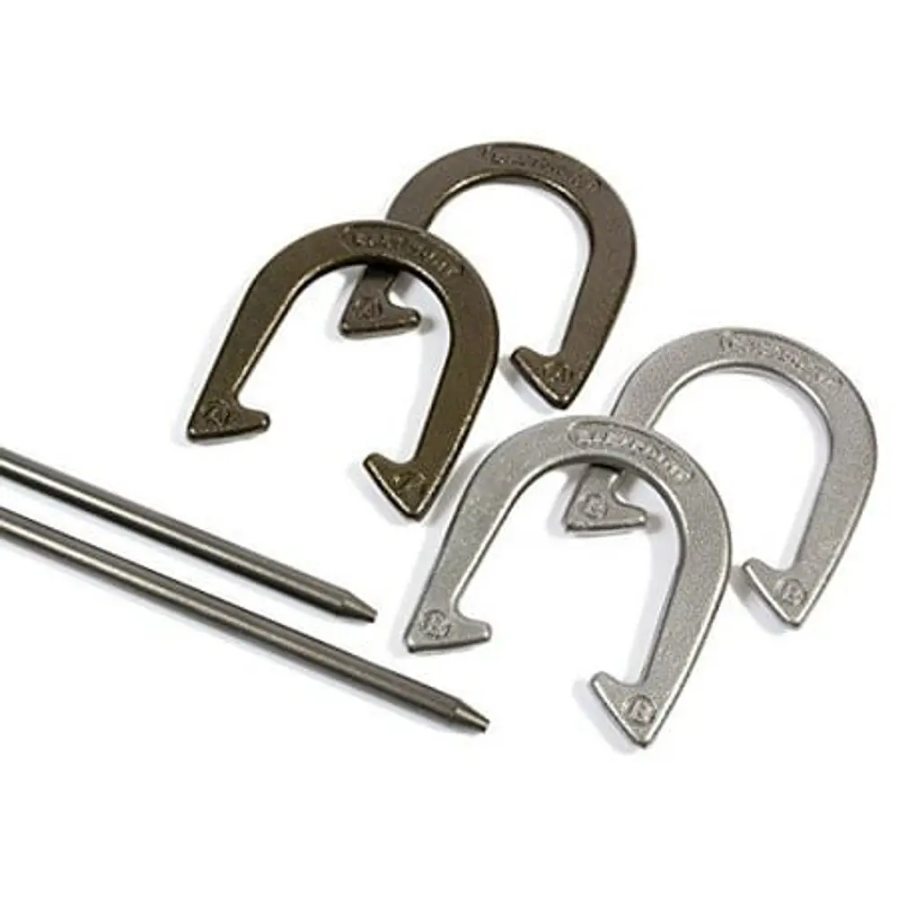 EastPoint Sports Official Weight Horseshoe Set with Molded Case - Features Solid Steel Stakes and Portable Carry Caddy (B01FWO60I4)
