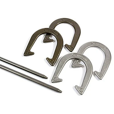 EastPoint Sports Official Weight Horseshoe Set with Molded Case - Features Solid Steel Stakes and Portable Carry Caddy (B01FWO60I4)