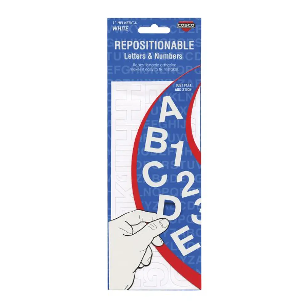 Creative Start® Self-Adhesive Repositionable Letters, Numbers and Symbols, 1", Helvetica, White, Pack of 256