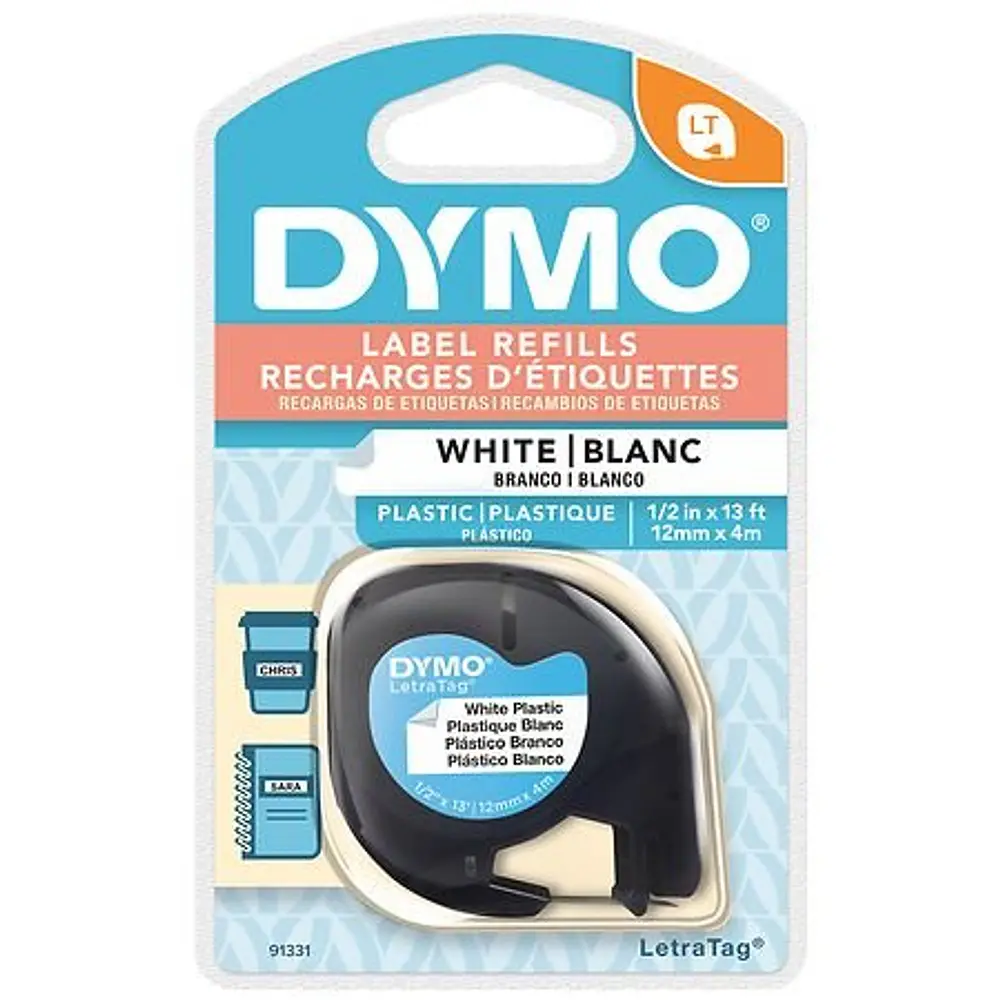 DYMO LetraTag Plastic Label Tape Cassette - White Plastic