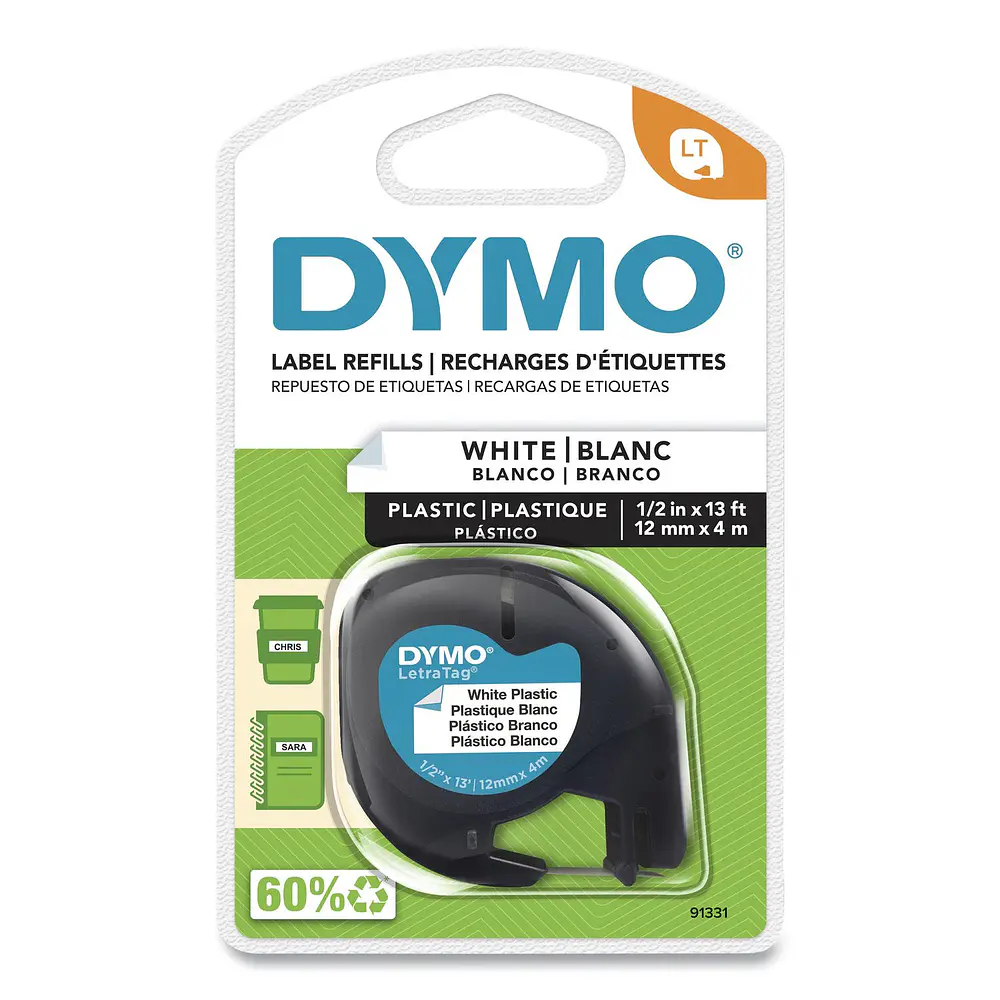 DYMO LetraTag Plastic Label Tape Cassette - White Plastic
