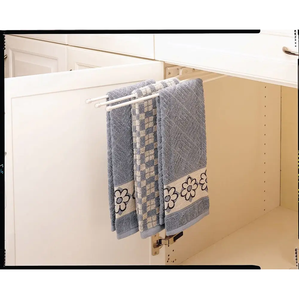 Rev-A-Shelf 563-47 C Under Cabinet Kitchen 3 Prong Pullout Towel Bar