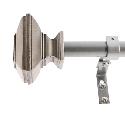 Decopolitan 3/4" Square Bay Window Curtain Rod Set, Venetian Silver (B09D8MC8FX)