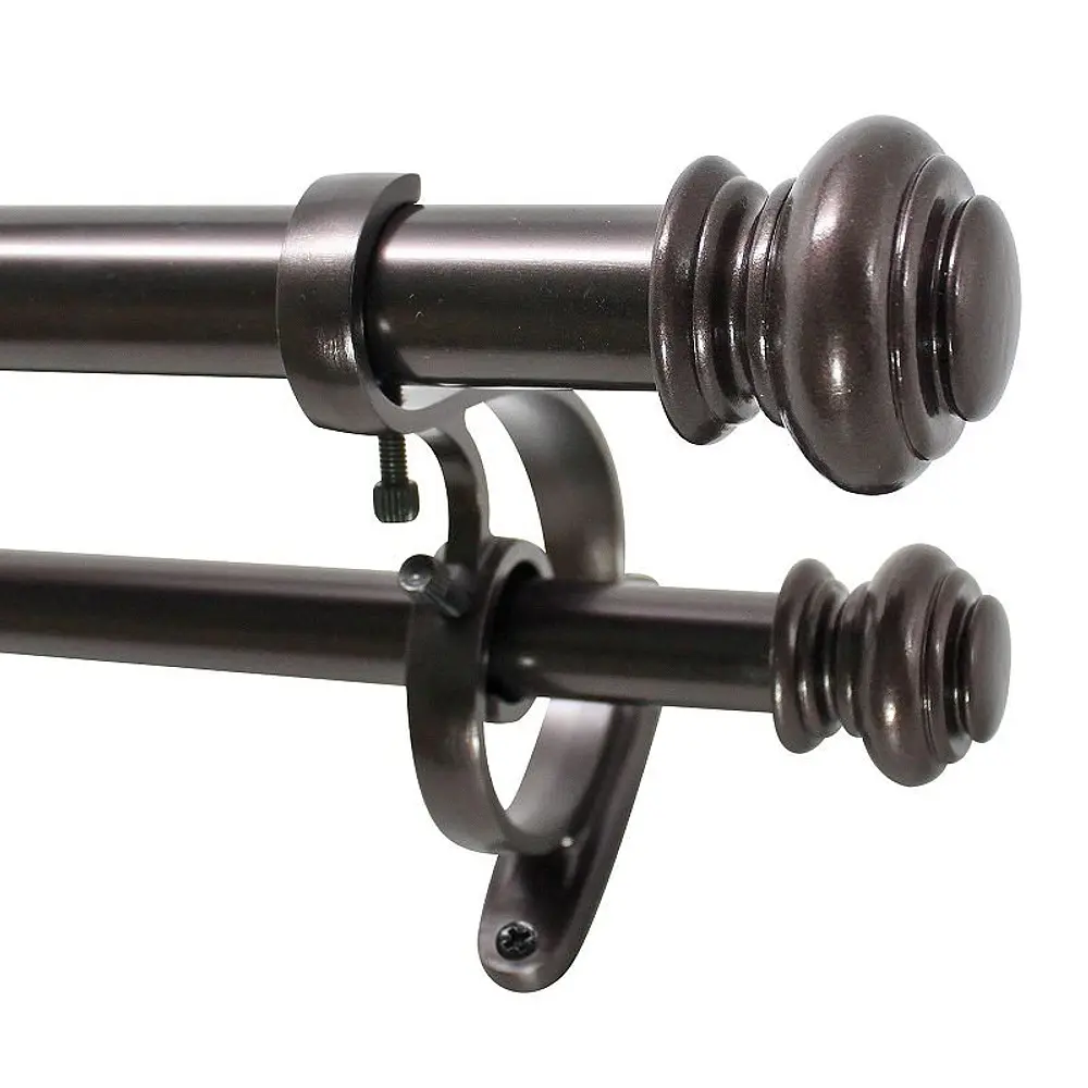 Decopolitan 1  Antique Bronze Urn Double Curtain Rod  Bronze