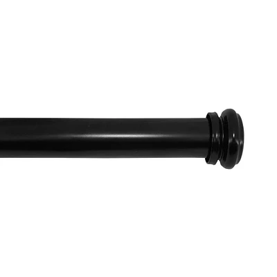 36 in. - 72 in. End Cap Telescoping 1 in. Single Curtain Rod in Matte Black