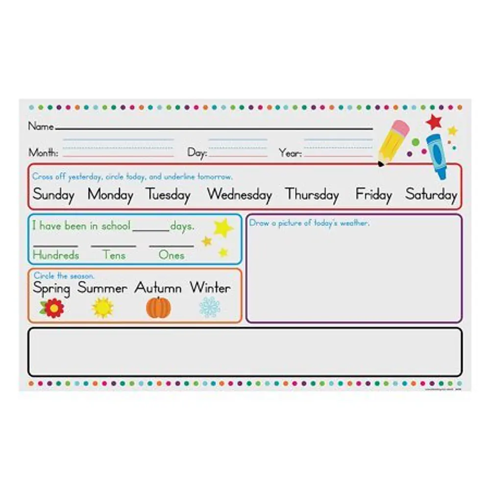 Today Is Calendar Dry Erase Sheets - Educational - 30 Pieces