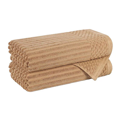 Superior Soho Checkered Border Cotton 2 Piece Bath Towel Set, 54" x 27" Bedding