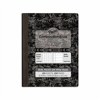 Composition Book Wide/Legal Rule  Black Cover  9.75 x 7.5  100 Sheets
