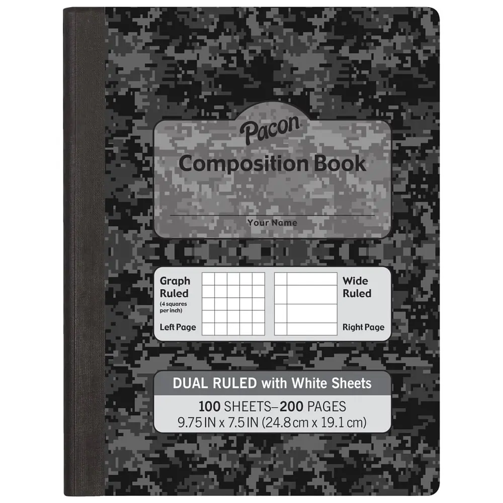 Composition Book Wide/Legal Rule  Black Cover  9.75 x 7.5  100 Sheets