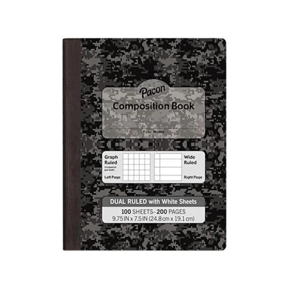 Composition Book Wide/Legal Rule  Black Cover  9.75 x 7.5  100 Sheets