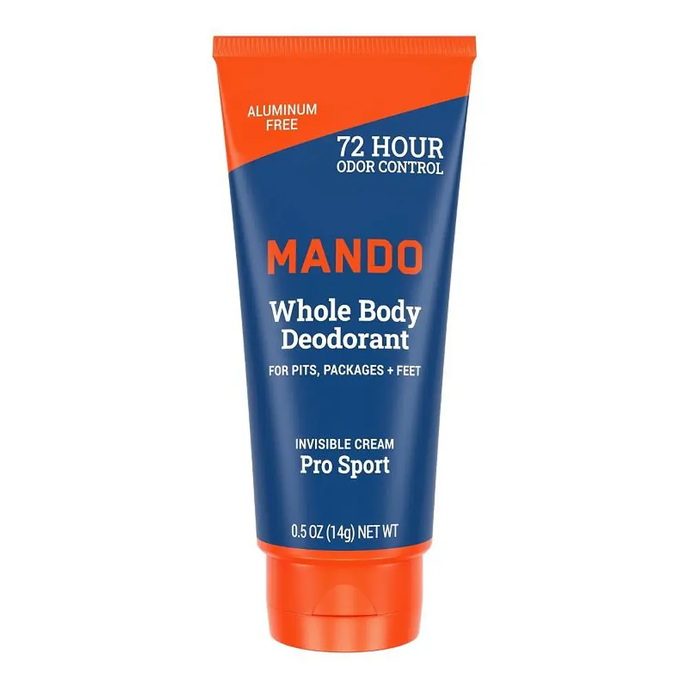 Mando Whole Body Deodorant - Men's Aluminum-Free Invisible Cream Deodorant - Pro Sport - Trial Size - 0.5oz