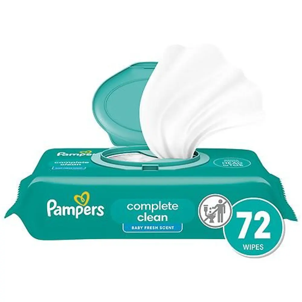 Pampers Complete Clean Baby Wipes Fresh Scent - 72ct: Hypoallergenic, Paraben-Free, Pop-Up Dispenser, Diaper Area Use