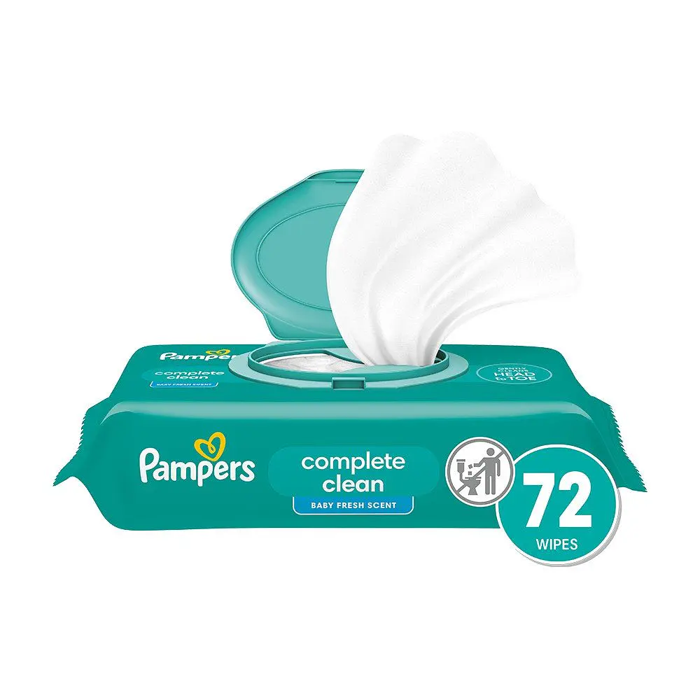 Pampers Complete Clean Baby Wipes Fresh Scent - 72ct: Hypoallergenic, Paraben-Free, Pop-Up Dispenser, Diaper Area Use