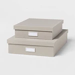 Canvas Desk Storage Box Set of 2 Gray - Brightroom™: Office Organization, Polyester Canvas, Desk Organizer, 18"x12.5"x3.75"
