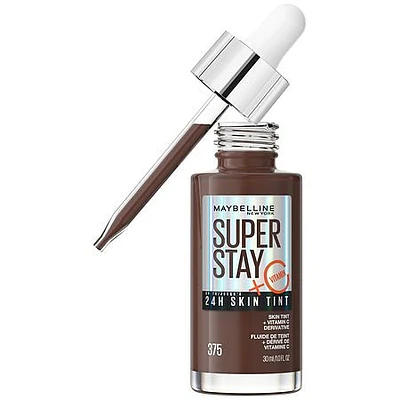 Maybelline Super Stay 24HR Skin Tint Foundation Serum with Vitamin C - 375 - 1 fl oz: Noncomedogenic, Vegan